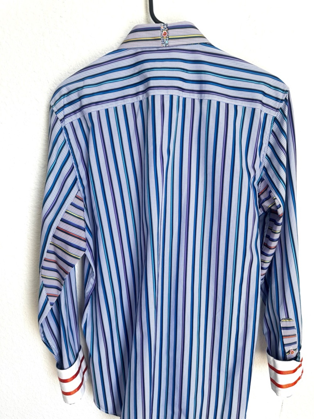 NWT Robert Graham Blue Striped casual Button Down Costa Rica size medium - Picture 10 of 13
